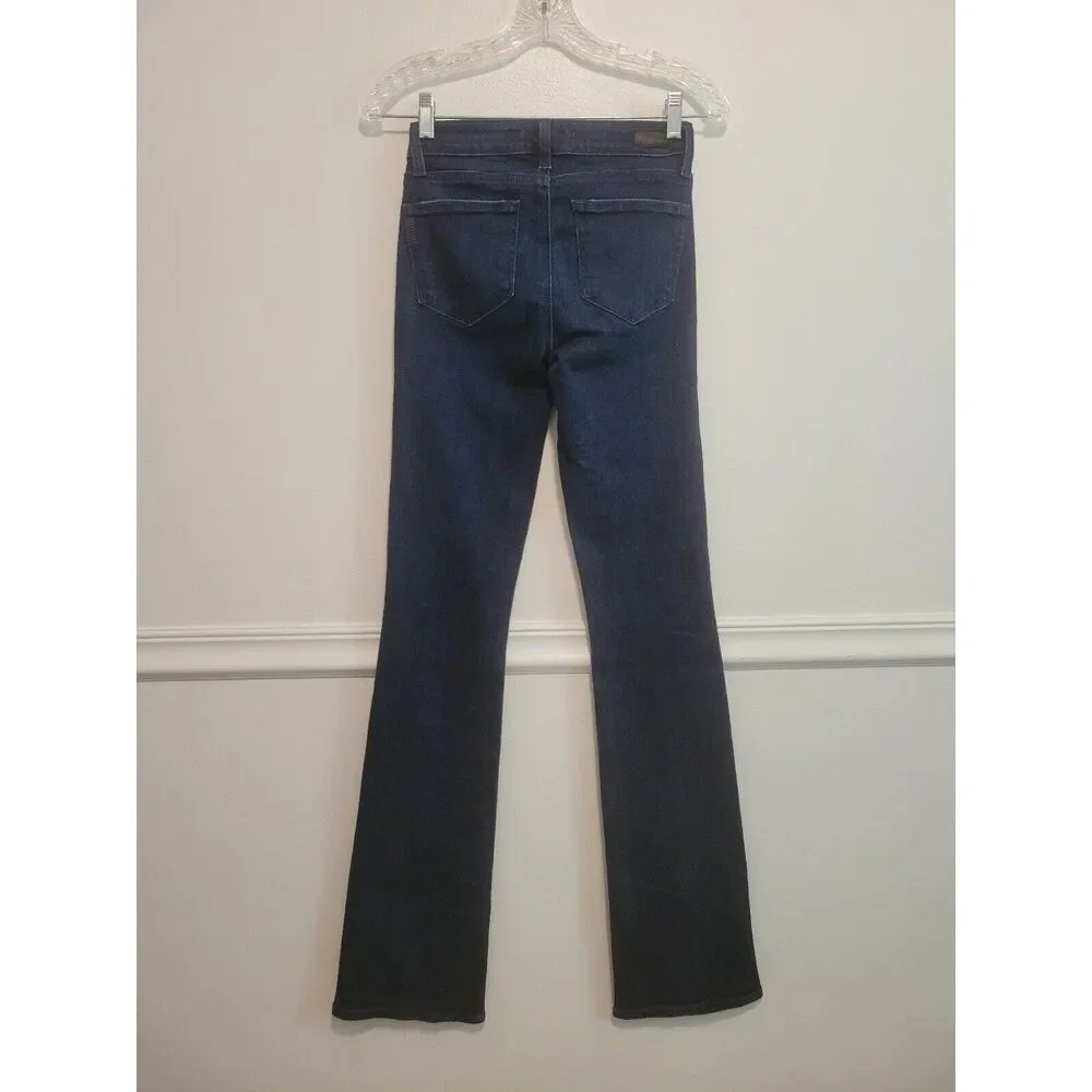 New women's sz 24 /00 Paige light flare dark navy denim pocketed jeans - Picture 3 of 6